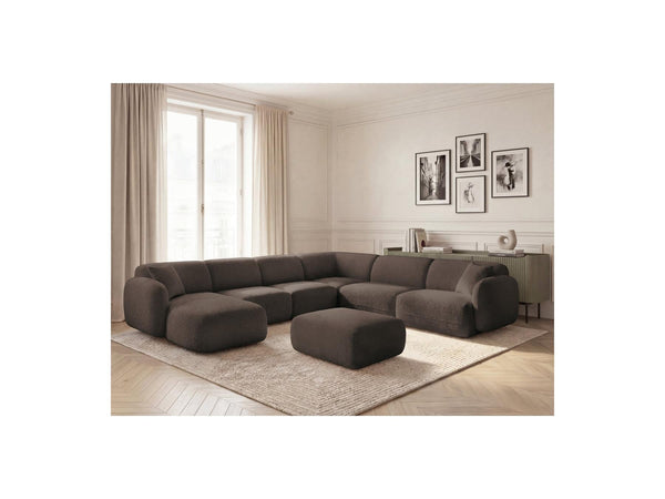 Anda - Canapé Panoramique Fixe Modulable - Avec 4 Chauffeuses, 1 Méridienne, 1 Angle Et 1 Pouf - Angle Droit