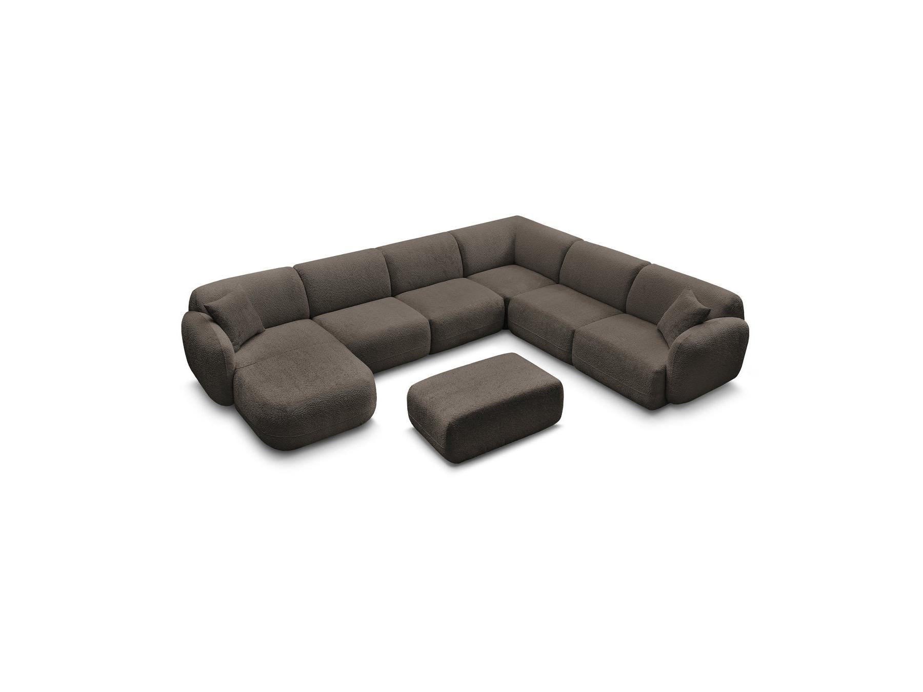 Anda - Canapé Panoramique Fixe Modulable - Avec 4 Chauffeuses, 1 Méridienne, 1 Angle Et 1 Pouf - Angle Droit