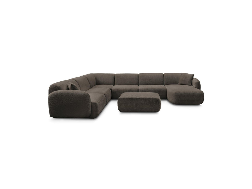 Anda - Canapé Panoramique Fixe Modulable - Avec 4 Chauffeuses, 1 Méridienne, 1 Angle Et 1 Pouf - Angle Gauche