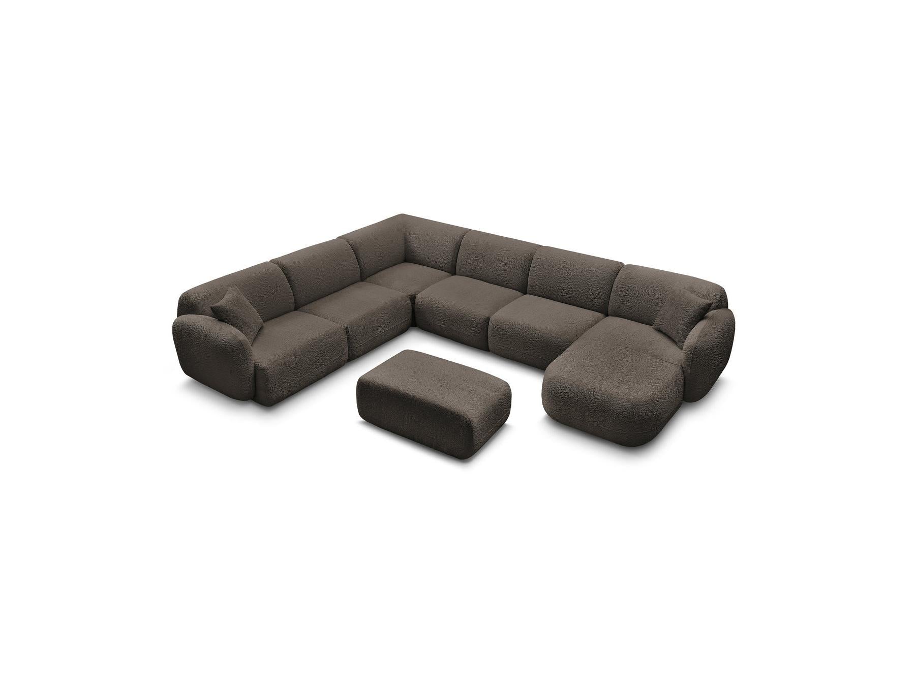 Anda - Canapé Panoramique Fixe Modulable - Avec 4 Chauffeuses, 1 Méridienne, 1 Angle Et 1 Pouf - Angle Gauche