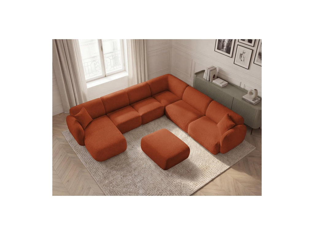 Anda - Canapé Panoramique Fixe Modulable - Avec 4 Chauffeuses, 1 Méridienne, 1 Angle Et 1 Pouf - Angle Droit