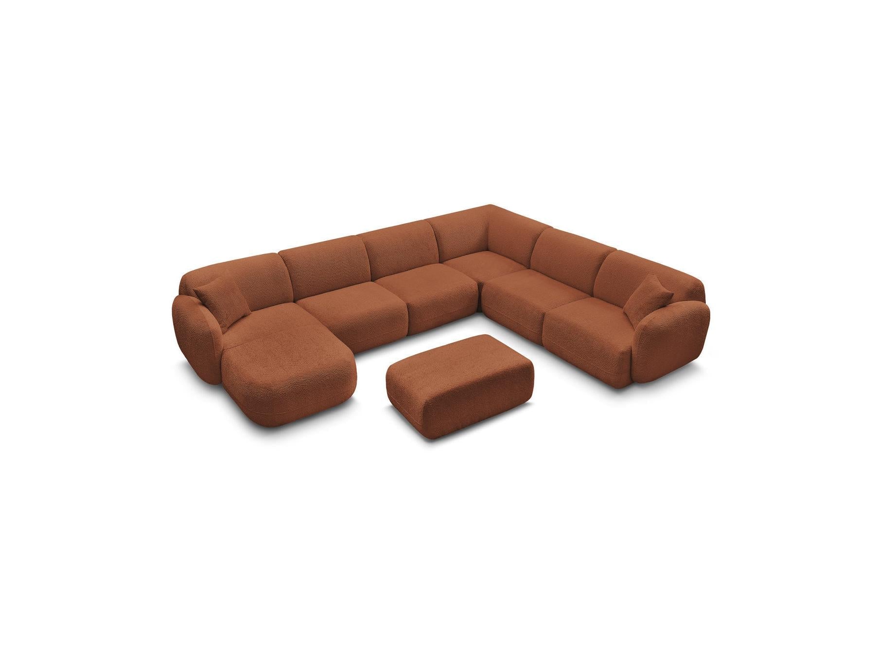 Anda - Canapé Panoramique Fixe Modulable - Avec 4 Chauffeuses, 1 Méridienne, 1 Angle Et 1 Pouf - Angle Droit