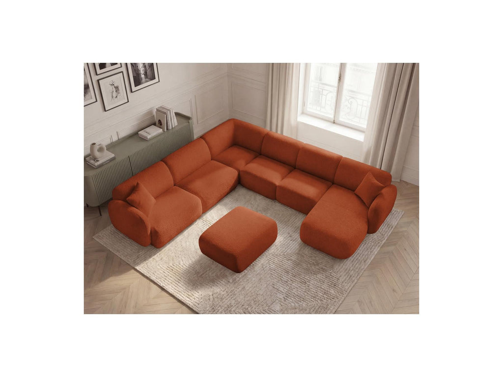 Anda - Canapé Panoramique Fixe Modulable - Avec 4 Chauffeuses, 1 Méridienne, 1 Angle Et 1 Pouf - Angle Gauche