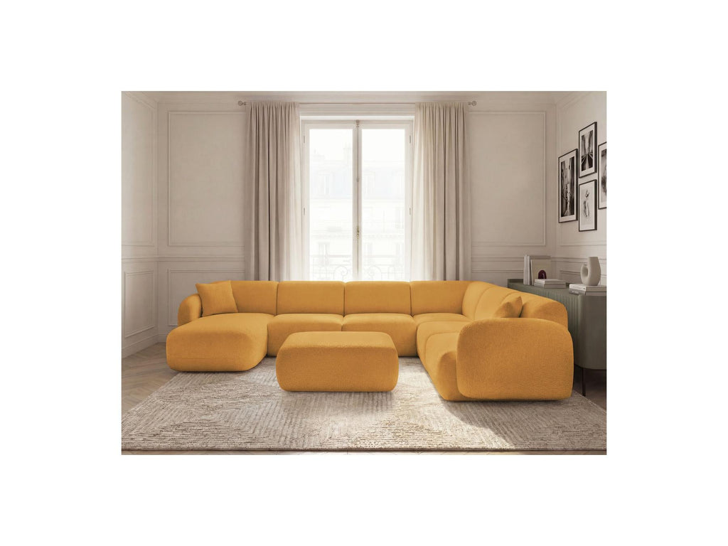 Anda - Canapé Panoramique Fixe Modulable - Avec 4 Chauffeuses, 1 Méridienne, 1 Angle Et 1 Pouf - Angle Droit