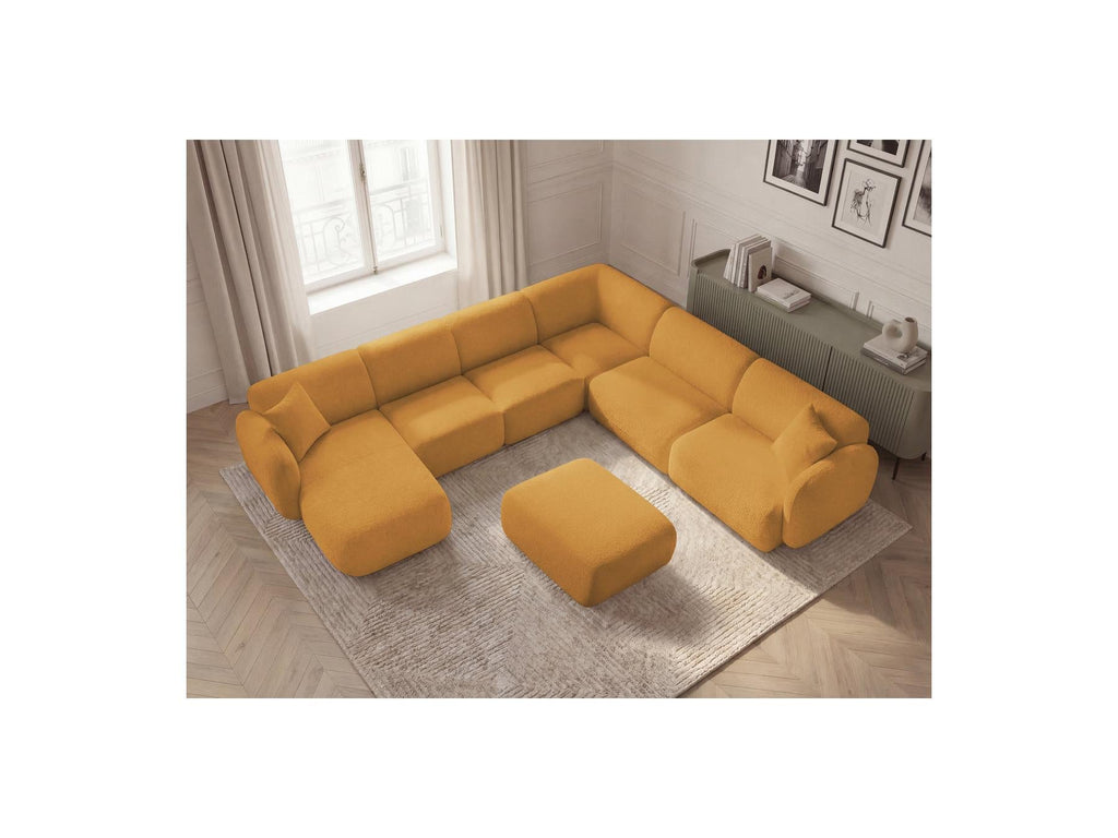 Anda - Canapé Panoramique Fixe Modulable - Avec 4 Chauffeuses, 1 Méridienne, 1 Angle Et 1 Pouf - Angle Droit