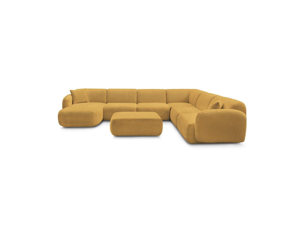 Anda - Canapé Panoramique Fixe Modulable - Avec 4 Chauffeuses, 1 Méridienne, 1 Angle Et 1 Pouf - Angle Droit