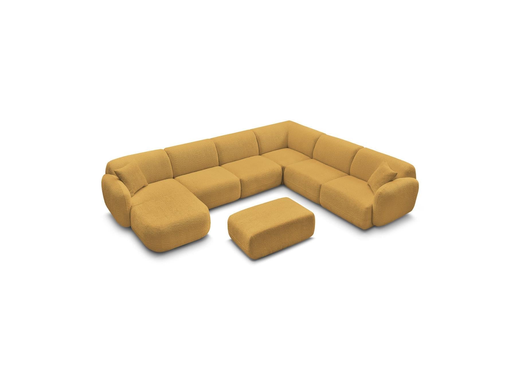 Anda - Canapé Panoramique Fixe Modulable - Avec 4 Chauffeuses, 1 Méridienne, 1 Angle Et 1 Pouf - Angle Droit