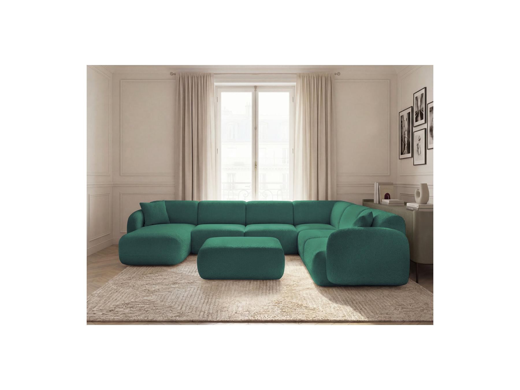 Anda - Canapé Panoramique Fixe Modulable - Avec 4 Chauffeuses, 1 Méridienne, 1 Angle Et 1 Pouf - Angle Droit