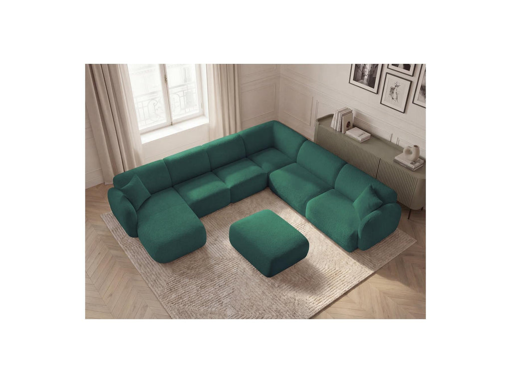 Anda - Canapé Panoramique Fixe Modulable - Avec 4 Chauffeuses, 1 Méridienne, 1 Angle Et 1 Pouf - Angle Droit