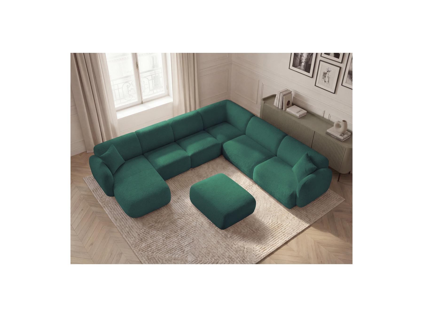Anda - Canapé Panoramique Fixe Modulable - Avec 4 Chauffeuses, 1 Méridienne, 1 Angle Et 1 Pouf - Angle Droit