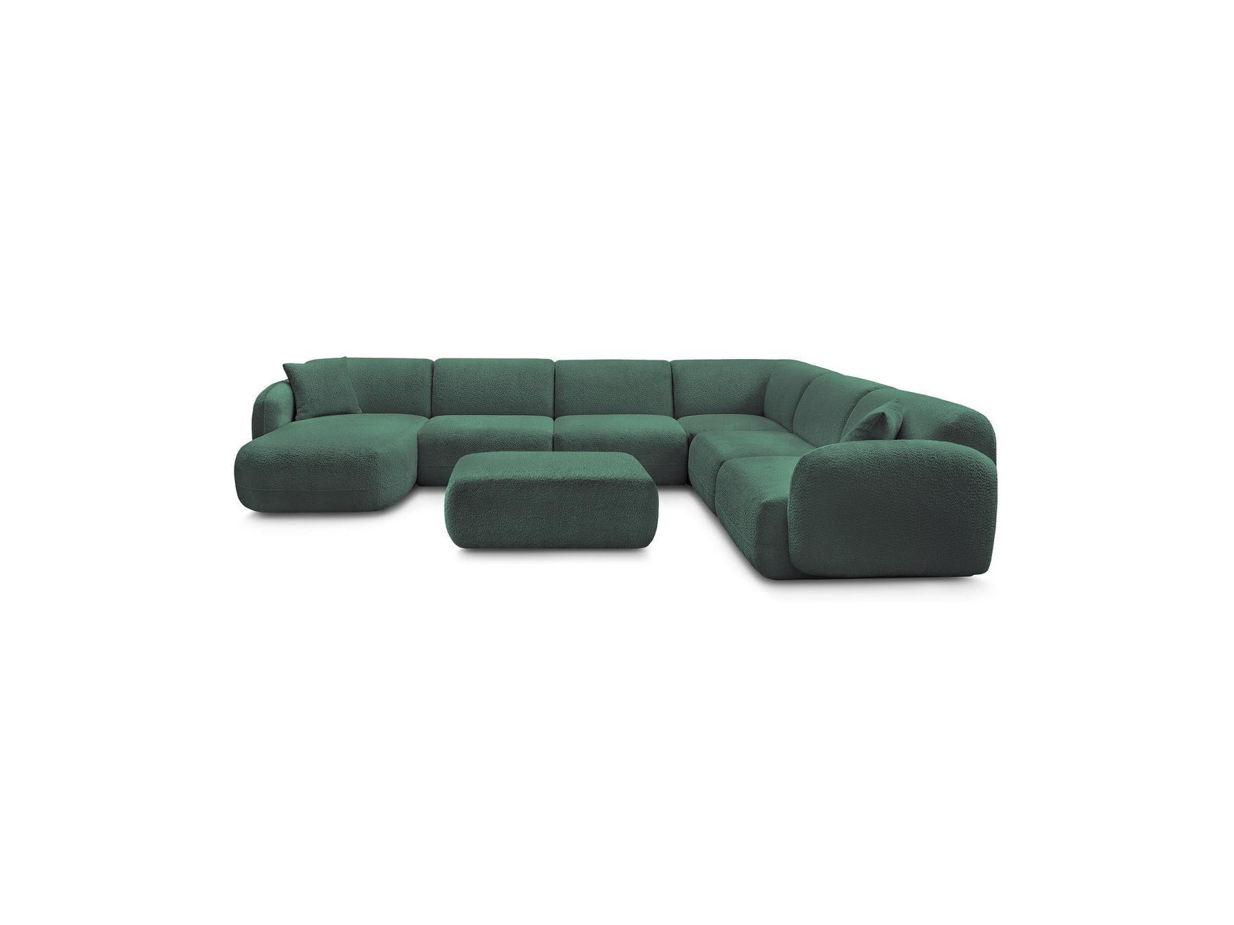 Anda - Canapé Panoramique Fixe Modulable - Avec 4 Chauffeuses, 1 Méridienne, 1 Angle Et 1 Pouf - Angle Droit