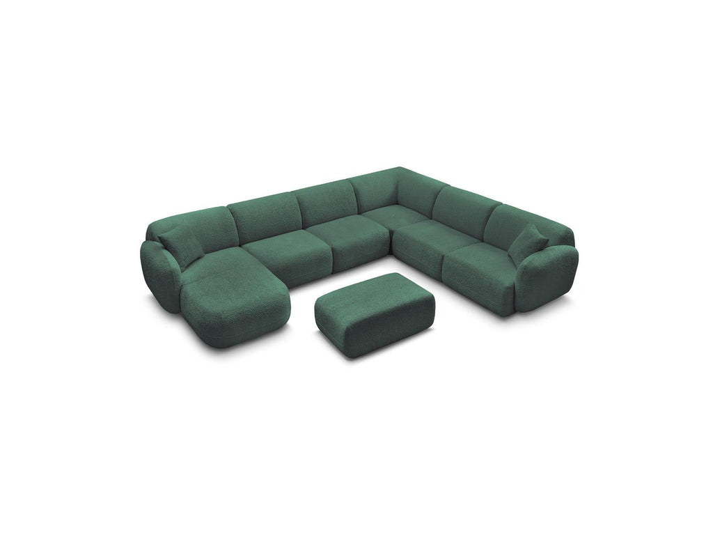 Anda - Canapé Panoramique Fixe Modulable - Avec 4 Chauffeuses, 1 Méridienne, 1 Angle Et 1 Pouf - Angle Droit