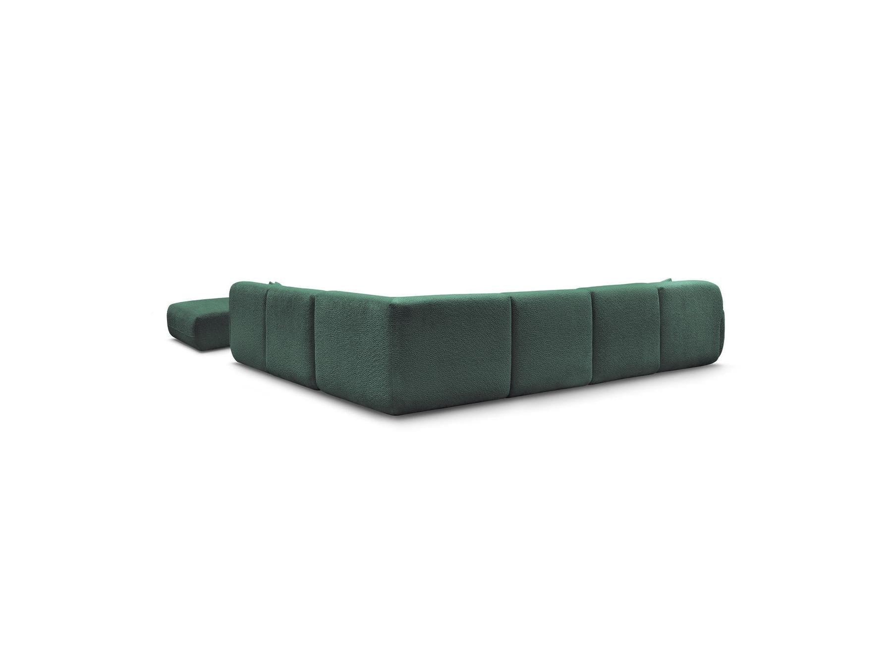 Anda - Canapé Panoramique Fixe Modulable - Avec 4 Chauffeuses, 1 Méridienne, 1 Angle Et 1 Pouf - Angle Droit