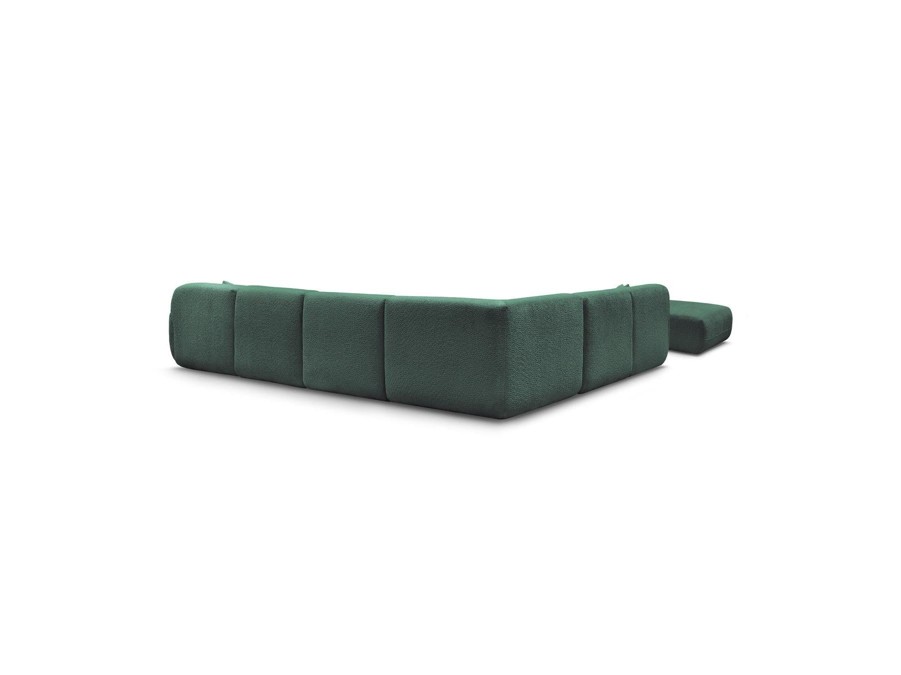 Anda - Canapé Panoramique Fixe Modulable - Avec 4 Chauffeuses, 1 Méridienne, 1 Angle Et 1 Pouf - Angle Gauche