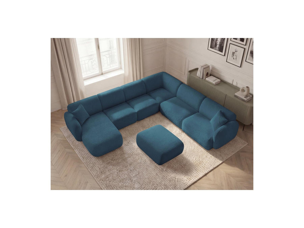 Anda - Canapé Panoramique Fixe Modulable - Avec 4 Chauffeuses, 1 Méridienne, 1 Angle Et 1 Pouf - Angle Droit