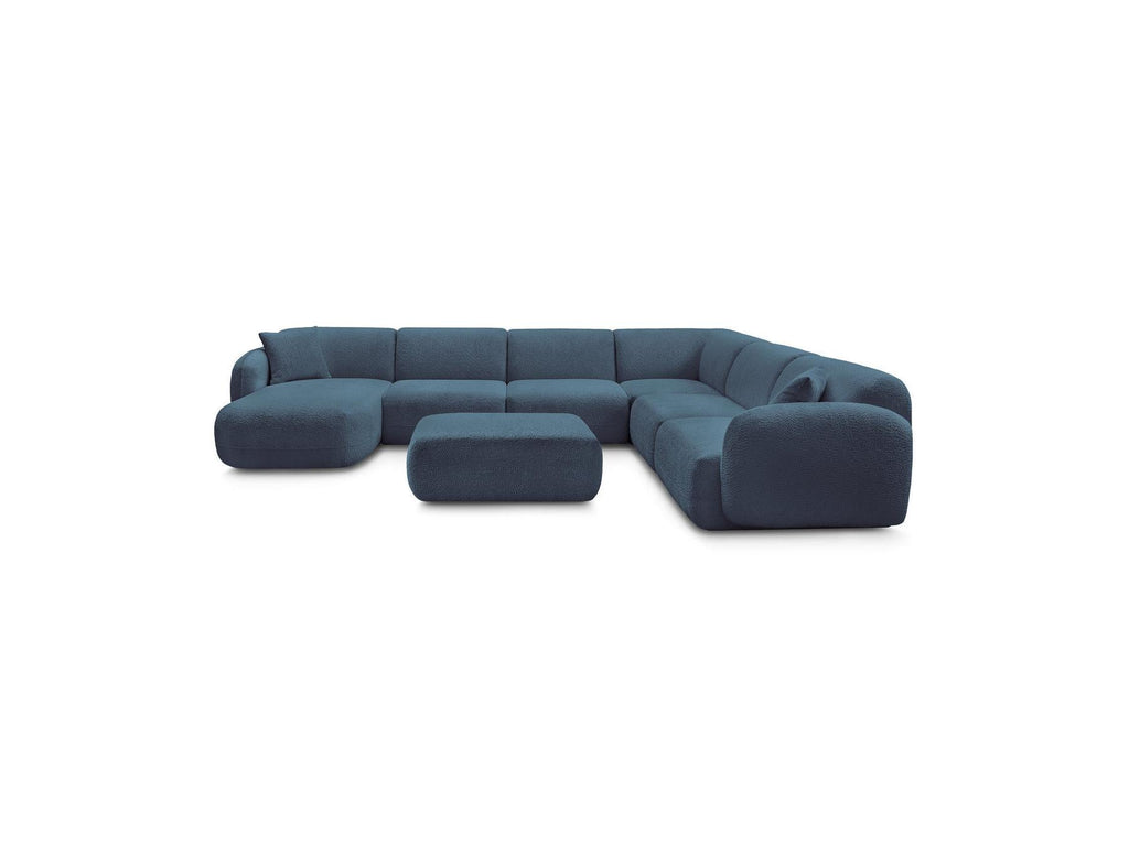 Anda - Canapé Panoramique Fixe Modulable - Avec 4 Chauffeuses, 1 Méridienne, 1 Angle Et 1 Pouf - Angle Droit