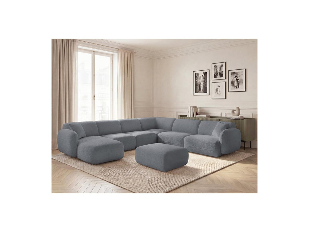 Anda - Canapé Panoramique Fixe Modulable - Avec 4 Chauffeuses, 1 Méridienne, 1 Angle Et 1 Pouf - Angle Droit