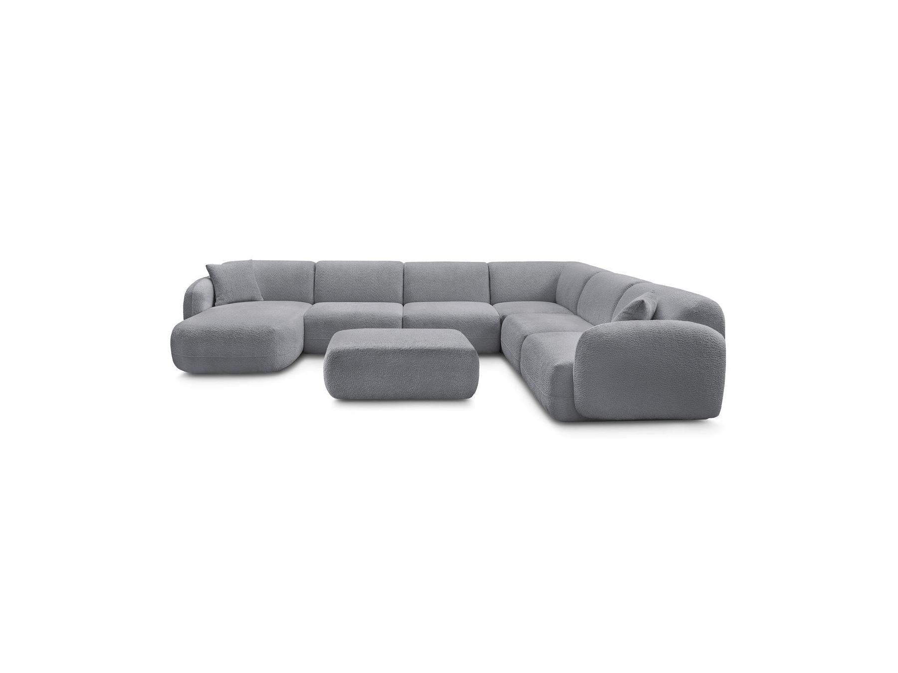 Anda - Canapé Panoramique Fixe Modulable - Avec 4 Chauffeuses, 1 Méridienne, 1 Angle Et 1 Pouf - Angle Droit