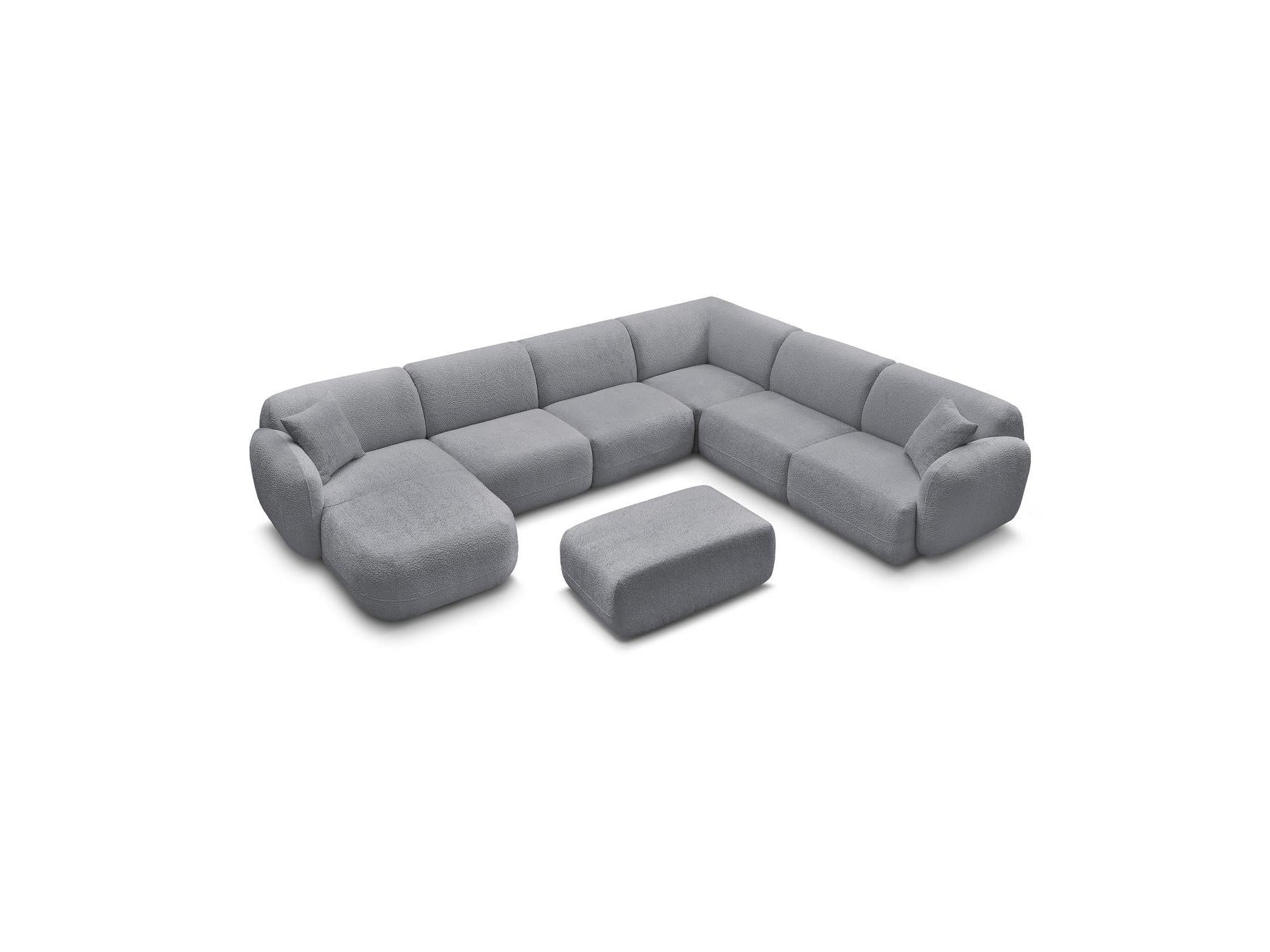 Anda - Canapé Panoramique Fixe Modulable - Avec 4 Chauffeuses, 1 Méridienne, 1 Angle Et 1 Pouf - Angle Droit