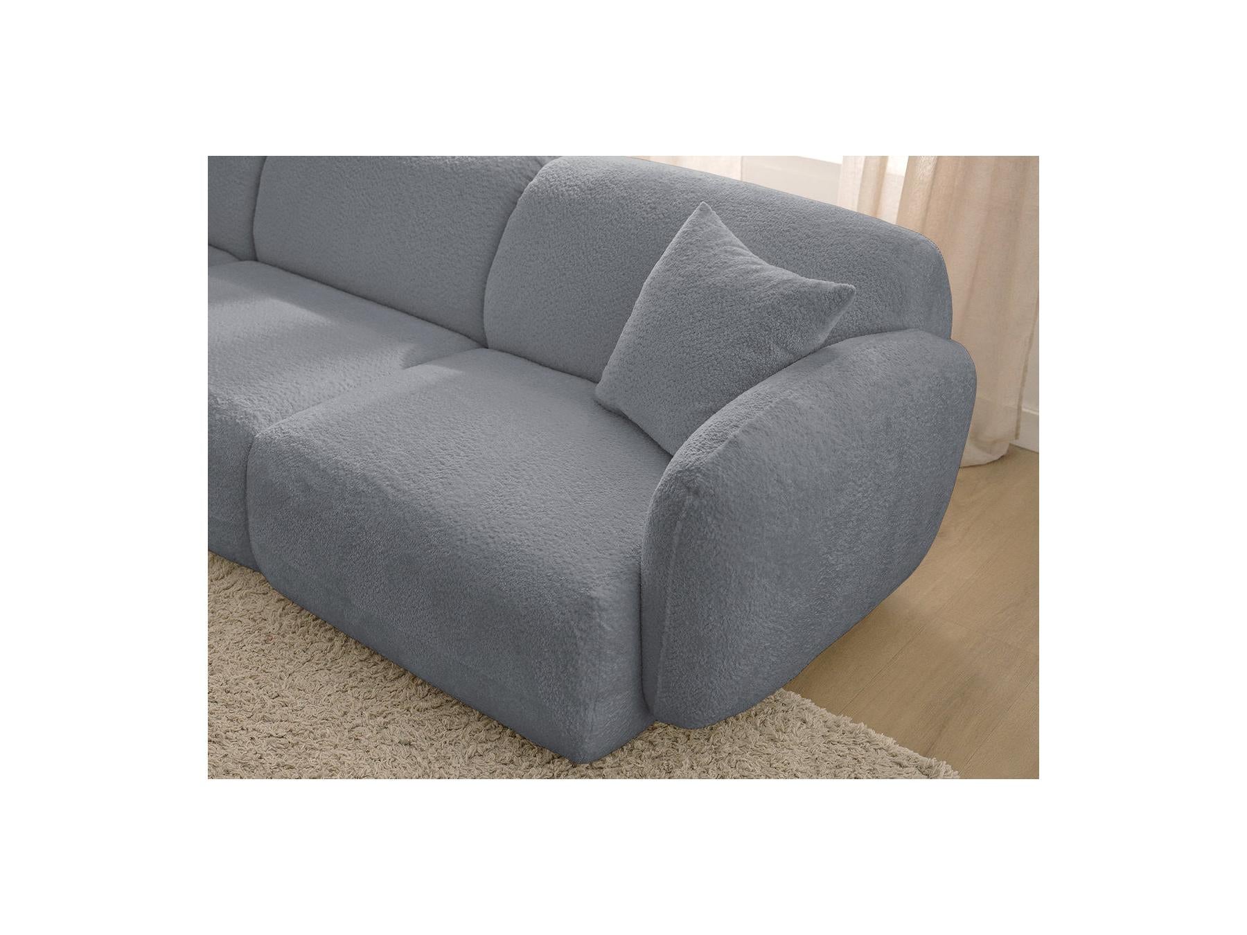Anda - Canapé Panoramique Fixe Modulable - Avec 4 Chauffeuses, 1 Méridienne, 1 Angle Et 1 Pouf - Angle Droit