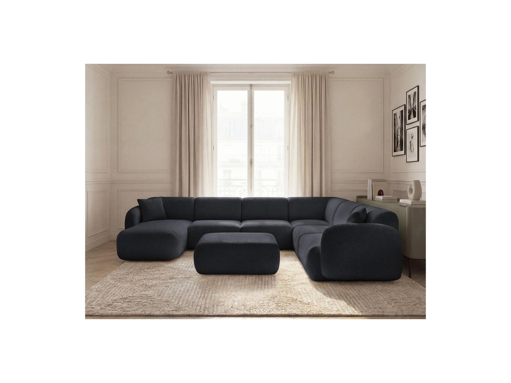 Anda - Canapé Panoramique Fixe Modulable - Avec 4 Chauffeuses, 1 Méridienne, 1 Angle Et 1 Pouf - Angle Droit