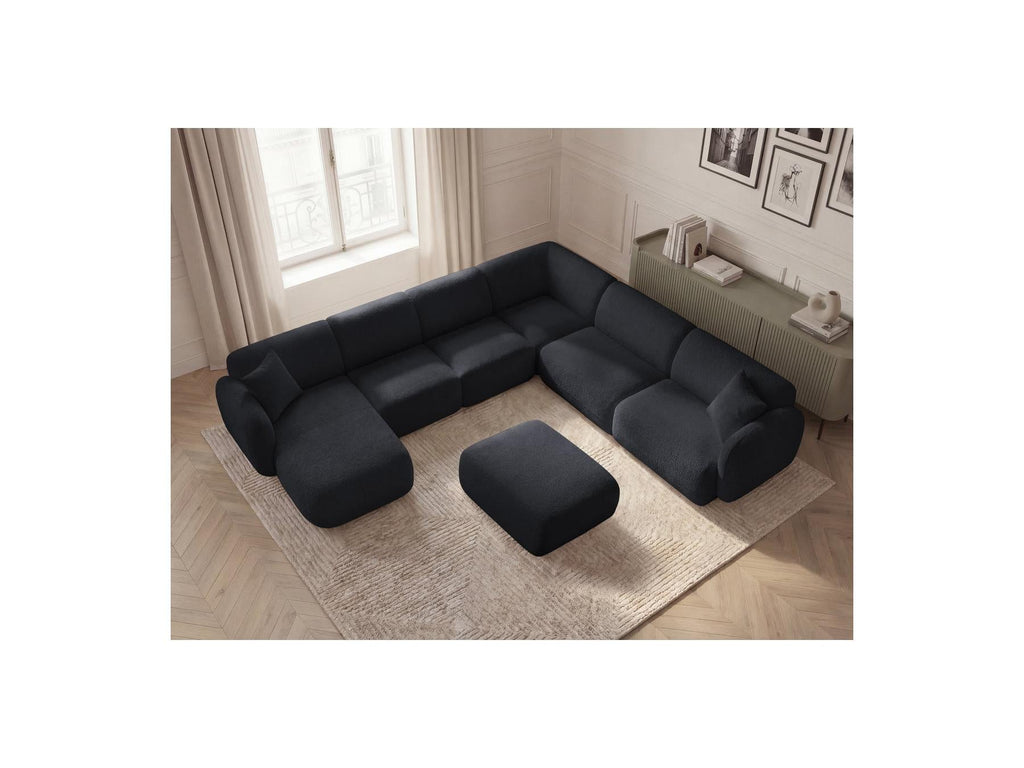 Anda - Canapé Panoramique Fixe Modulable - Avec 4 Chauffeuses, 1 Méridienne, 1 Angle Et 1 Pouf - Angle Droit
