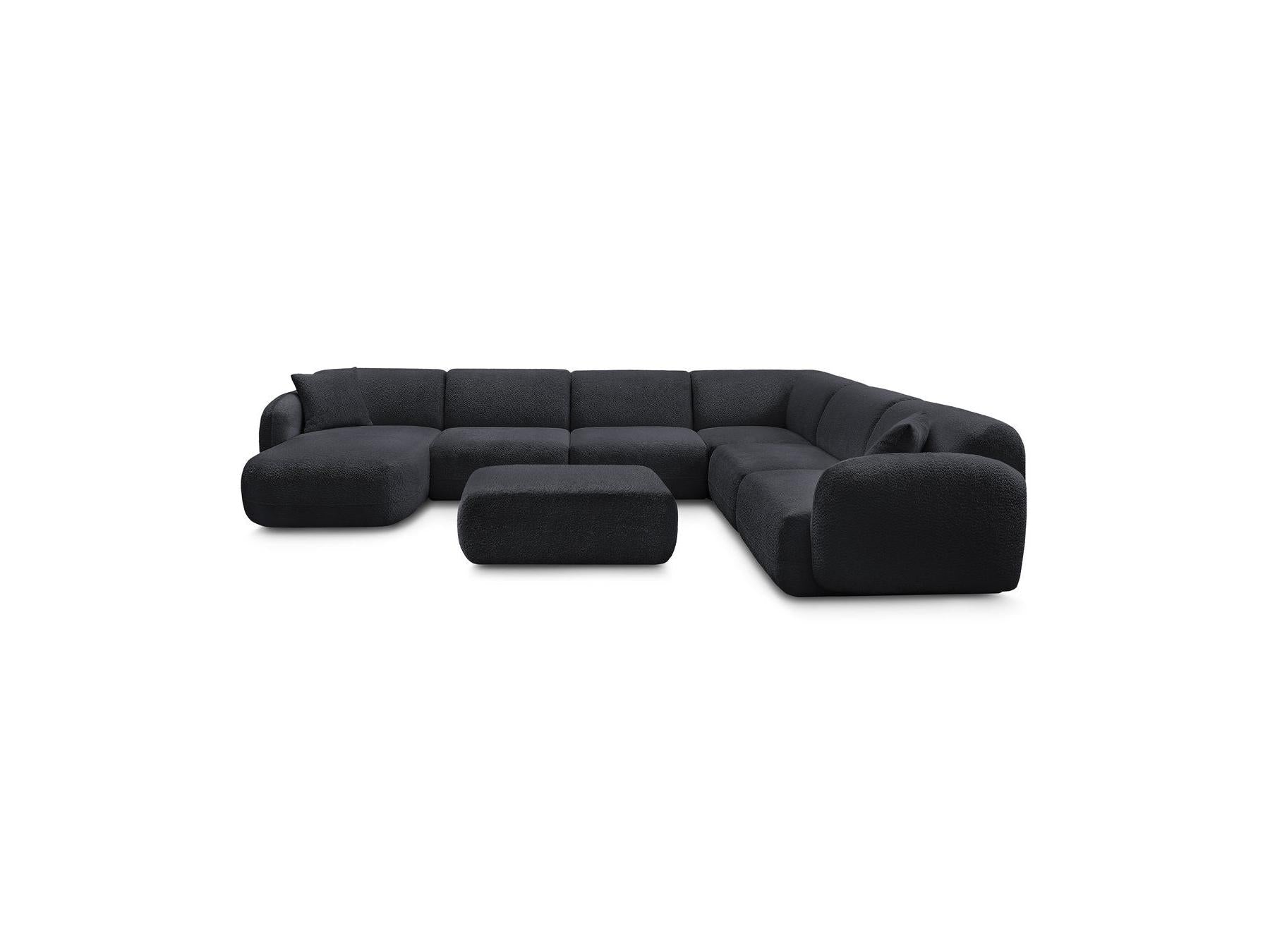 Anda - Canapé Panoramique Fixe Modulable - Avec 4 Chauffeuses, 1 Méridienne, 1 Angle Et 1 Pouf - Angle Droit