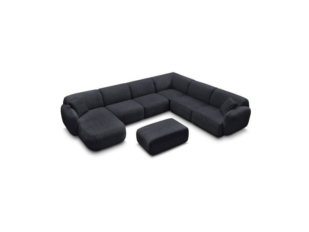 Anda - Canapé Panoramique Fixe Modulable - Avec 4 Chauffeuses, 1 Méridienne, 1 Angle Et 1 Pouf - Angle Droit