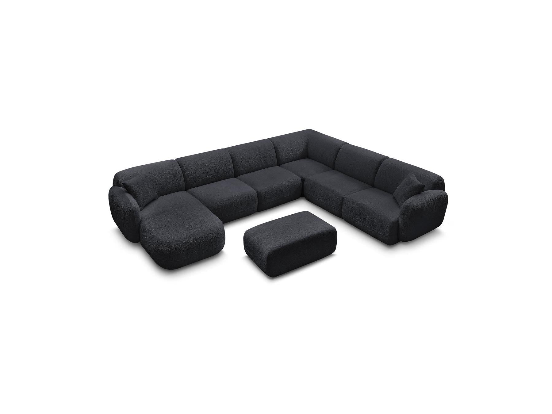 Anda - Canapé Panoramique Fixe Modulable - Avec 4 Chauffeuses, 1 Méridienne, 1 Angle Et 1 Pouf - Angle Droit