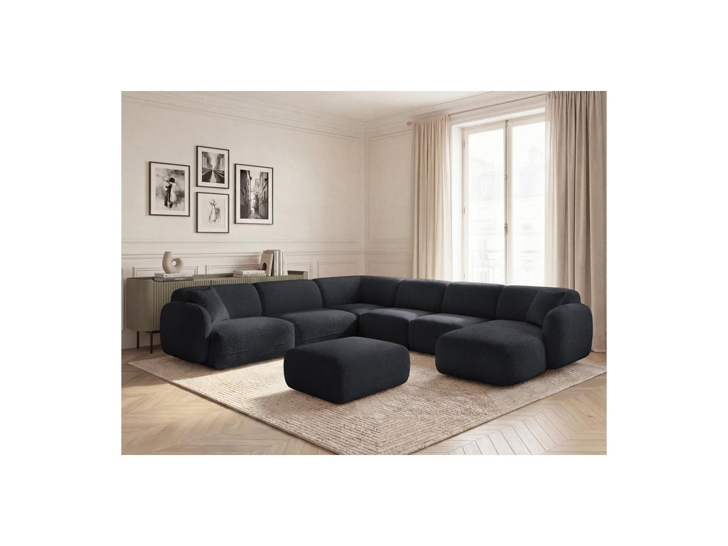 Anda - Canapé Panoramique Fixe Modulable - Avec 4 Chauffeuses, 1 Méridienne, 1 Angle Et 1 Pouf - Angle Gauche