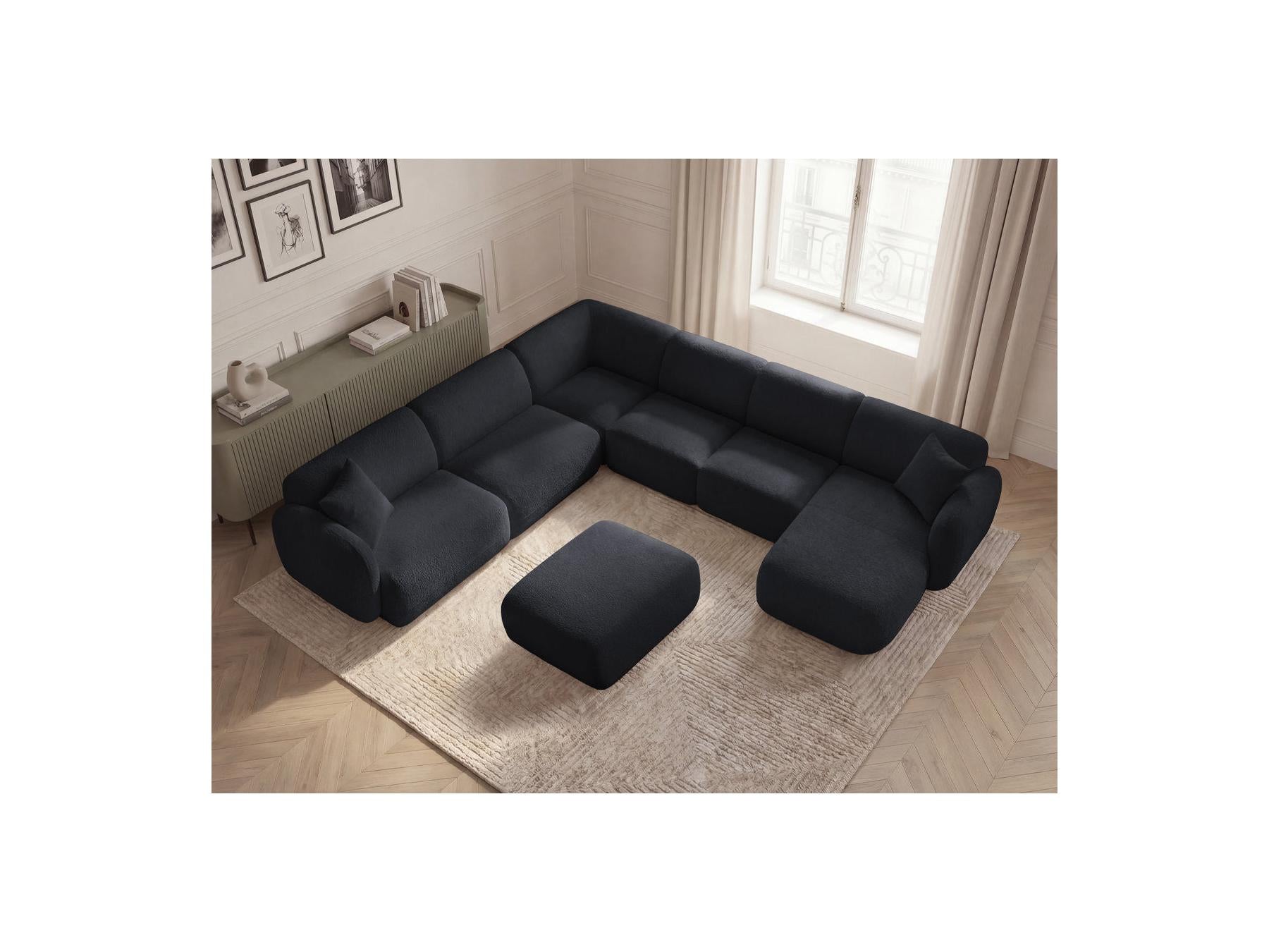 Anda - Canapé Panoramique Fixe Modulable - Avec 4 Chauffeuses, 1 Méridienne, 1 Angle Et 1 Pouf - Angle Gauche