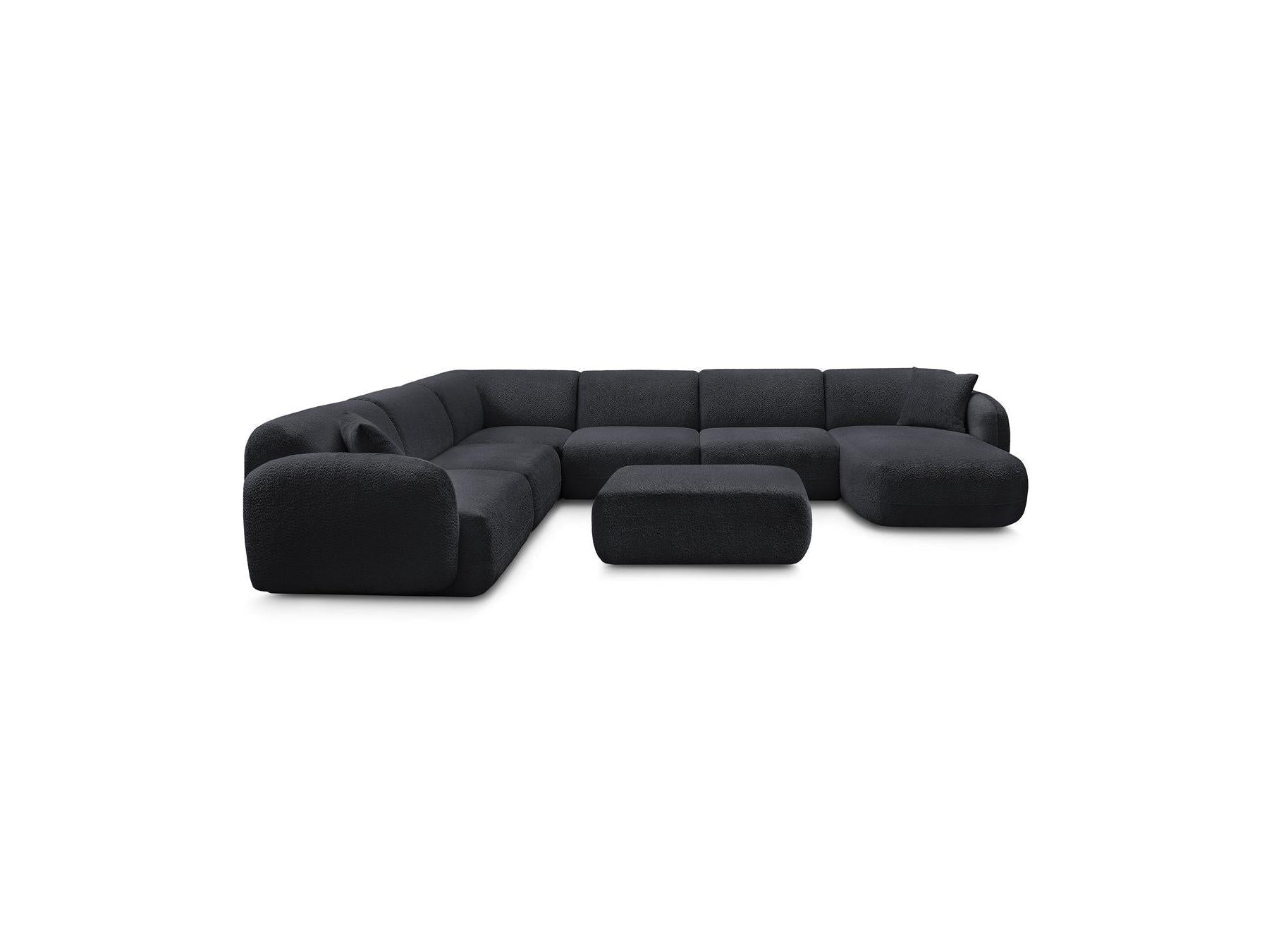 Anda - Canapé Panoramique Fixe Modulable - Avec 4 Chauffeuses, 1 Méridienne, 1 Angle Et 1 Pouf - Angle Gauche