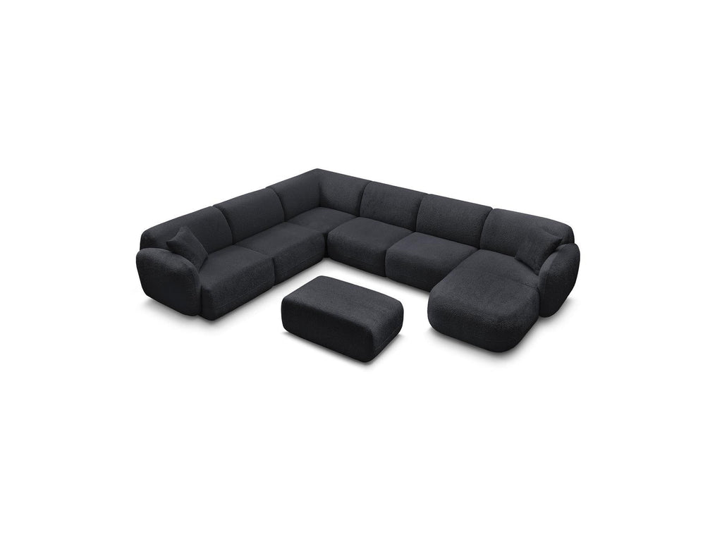 Anda - Canapé Panoramique Fixe Modulable - Avec 4 Chauffeuses, 1 Méridienne, 1 Angle Et 1 Pouf - Angle Gauche