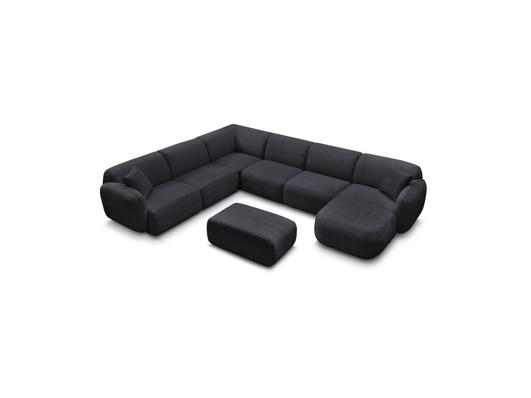 Anda - Canapé Panoramique Fixe Modulable - Avec 4 Chauffeuses, 1 Méridienne, 1 Angle Et 1 Pouf - Angle Gauche