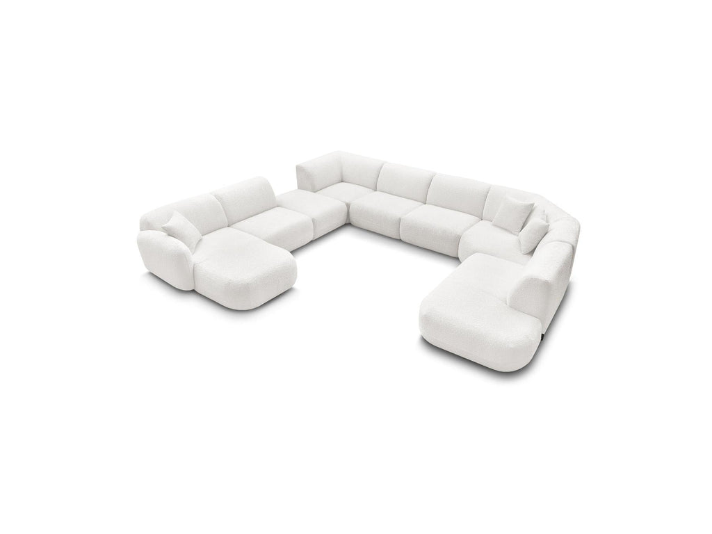 Anda - Canapé Panoramique Fixe Modulable - Avec 3 Chauffeuses, 1 Méridienne, 2 Angles Et 1 Pouf - Angle Gauche