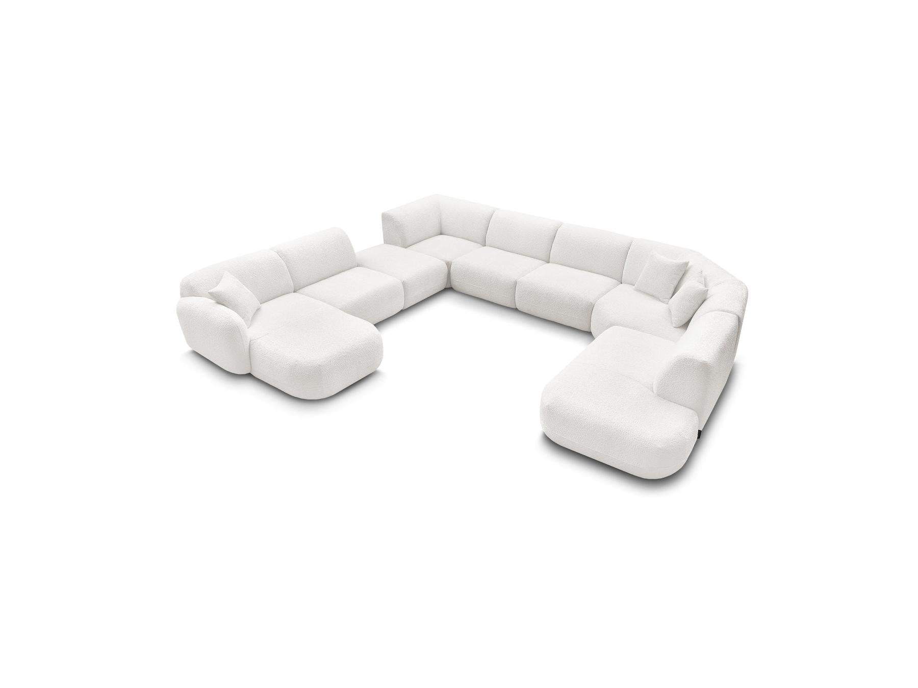 Anda - Canapé Panoramique Fixe Modulable - Avec 3 Chauffeuses, 1 Méridienne, 2 Angles Et 1 Pouf - Angle Gauche