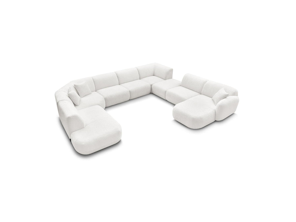 Anda - Canapé Panoramique Fixe Modulable - Avec 3 Chauffeuses, 1 Méridienne, 2 Angles Et 1 Pouf - Angle Droit