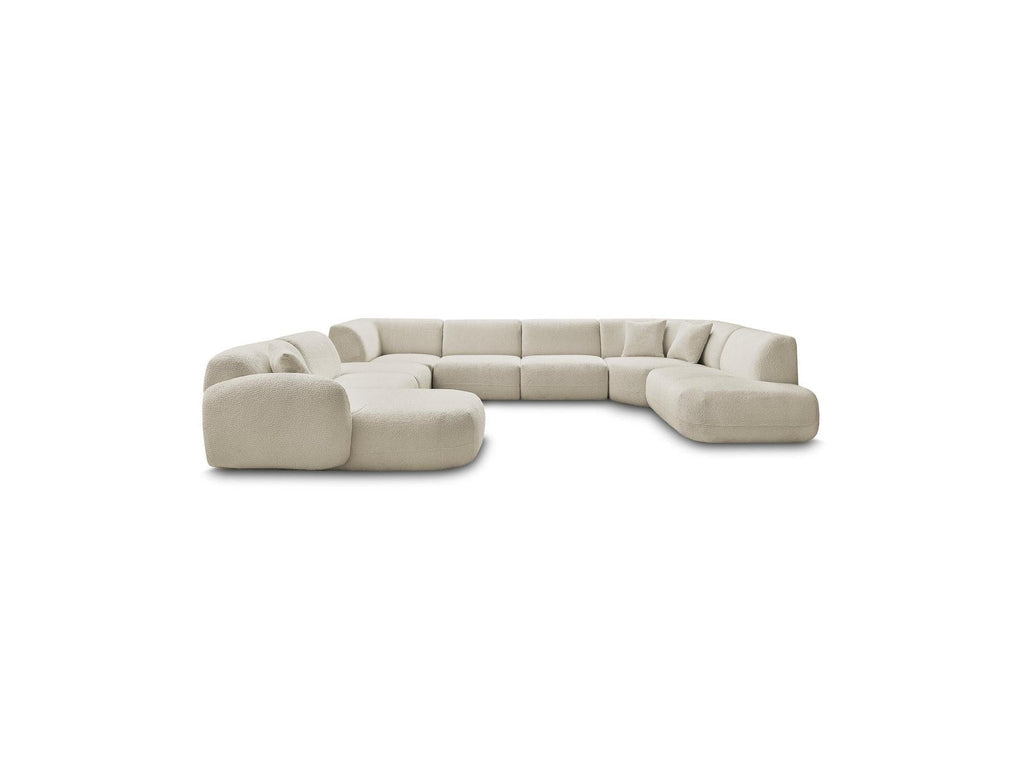 Anda - Canapé Panoramique Fixe Modulable - Avec 3 Chauffeuses, 1 Méridienne, 2 Angles Et 1 Pouf - Angle Gauche