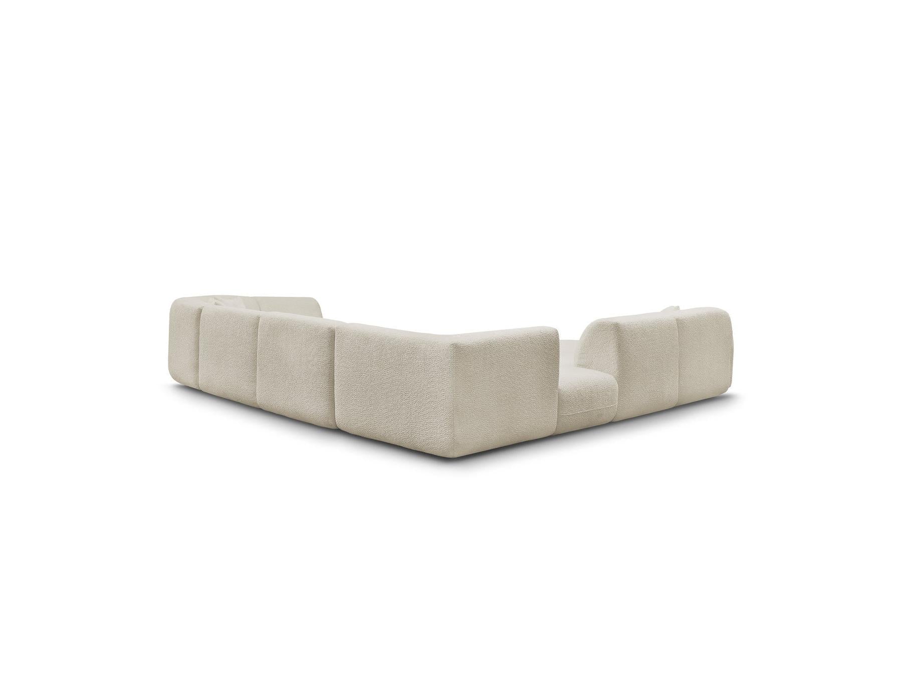Anda - Canapé Panoramique Fixe Modulable - Avec 3 Chauffeuses, 1 Méridienne, 2 Angles Et 1 Pouf - Angle Gauche