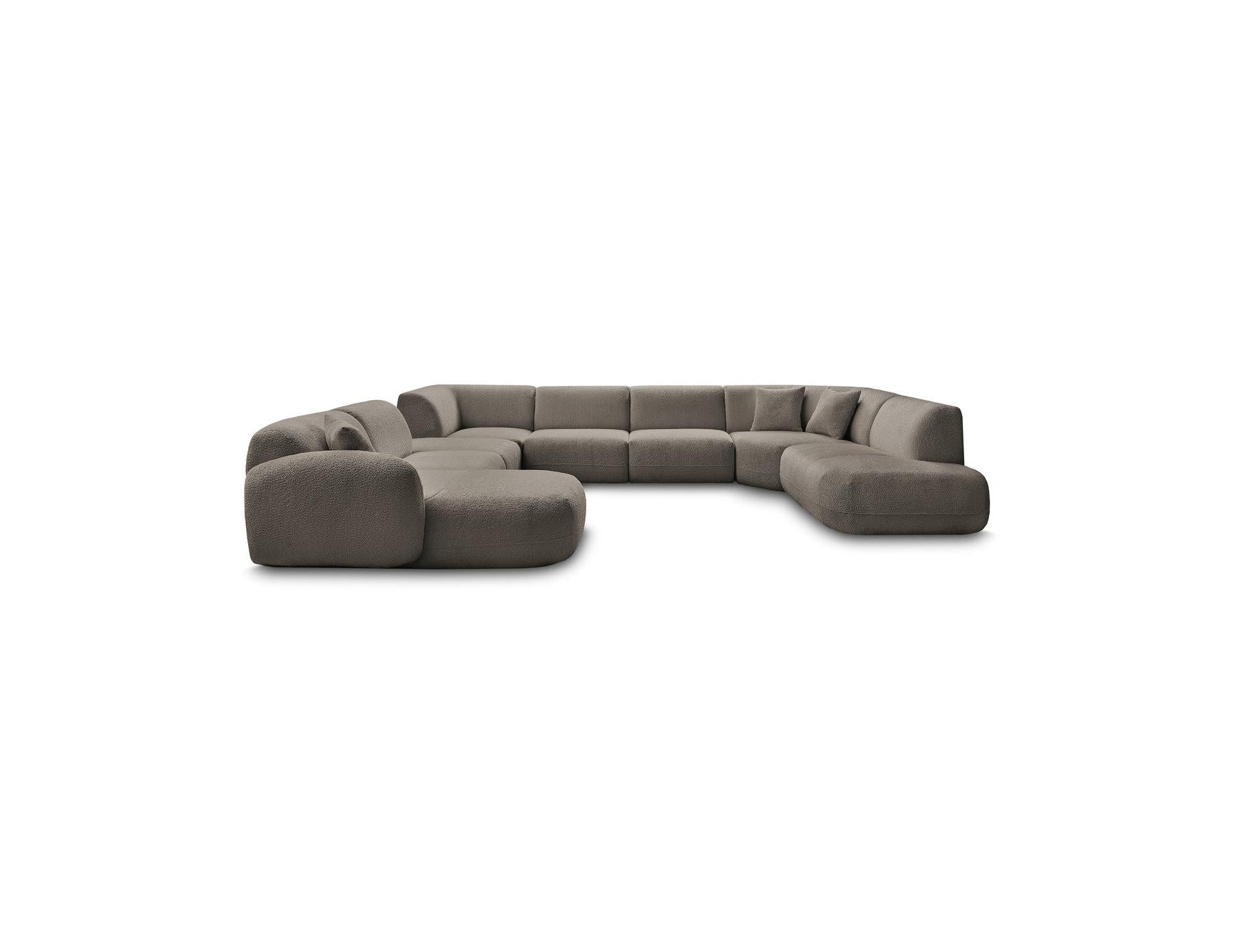Anda - Canapé Panoramique Fixe Modulable - Avec 3 Chauffeuses, 1 Méridienne, 2 Angles Et 1 Pouf - Angle Gauche
