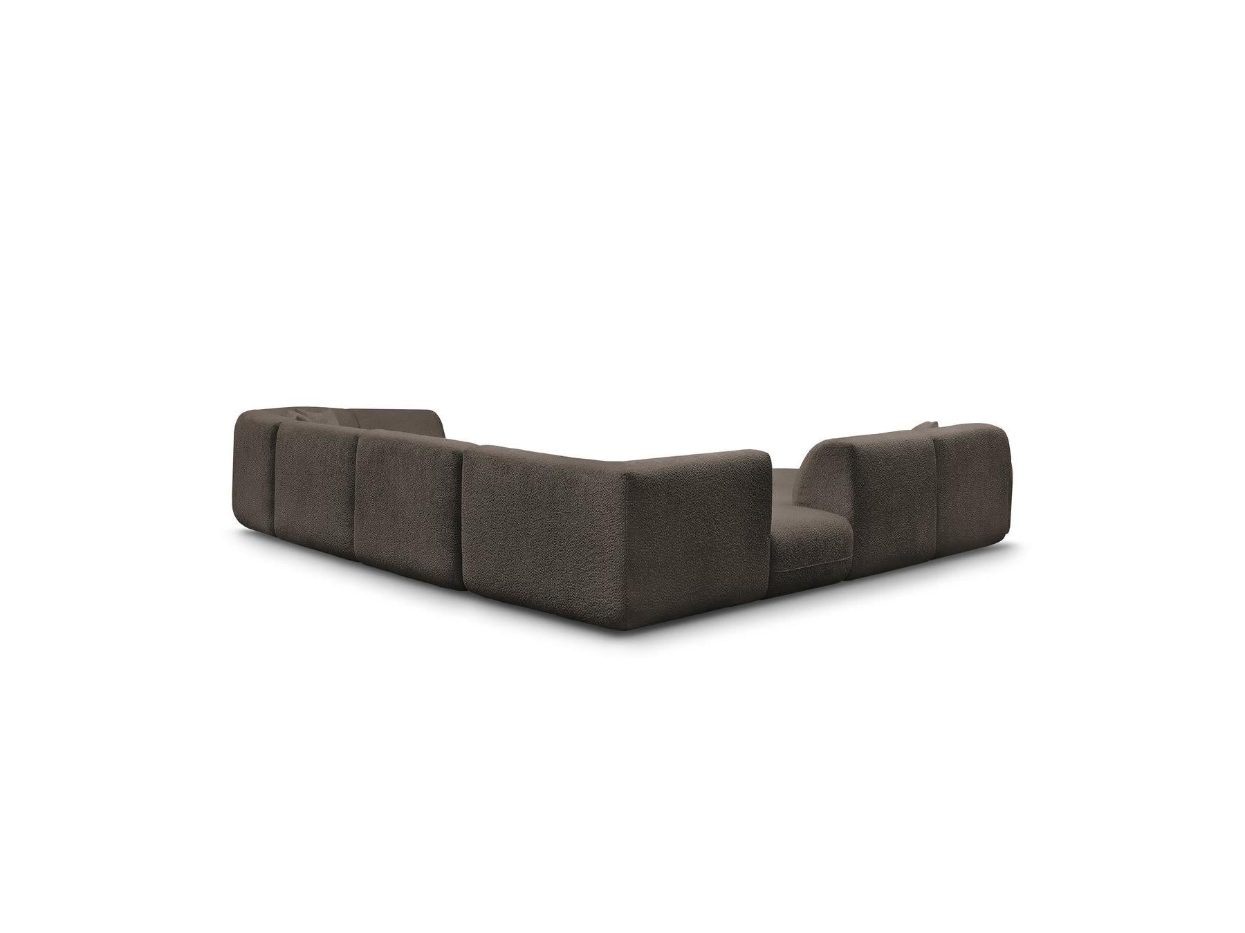Anda - Canapé Panoramique Fixe Modulable - Avec 3 Chauffeuses, 1 Méridienne, 2 Angles Et 1 Pouf - Angle Gauche