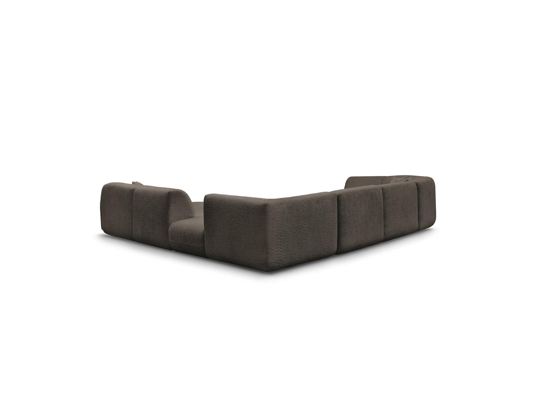 Anda - Canapé Panoramique Fixe Modulable - Avec 3 Chauffeuses, 1 Méridienne, 2 Angles Et 1 Pouf - Angle Droit