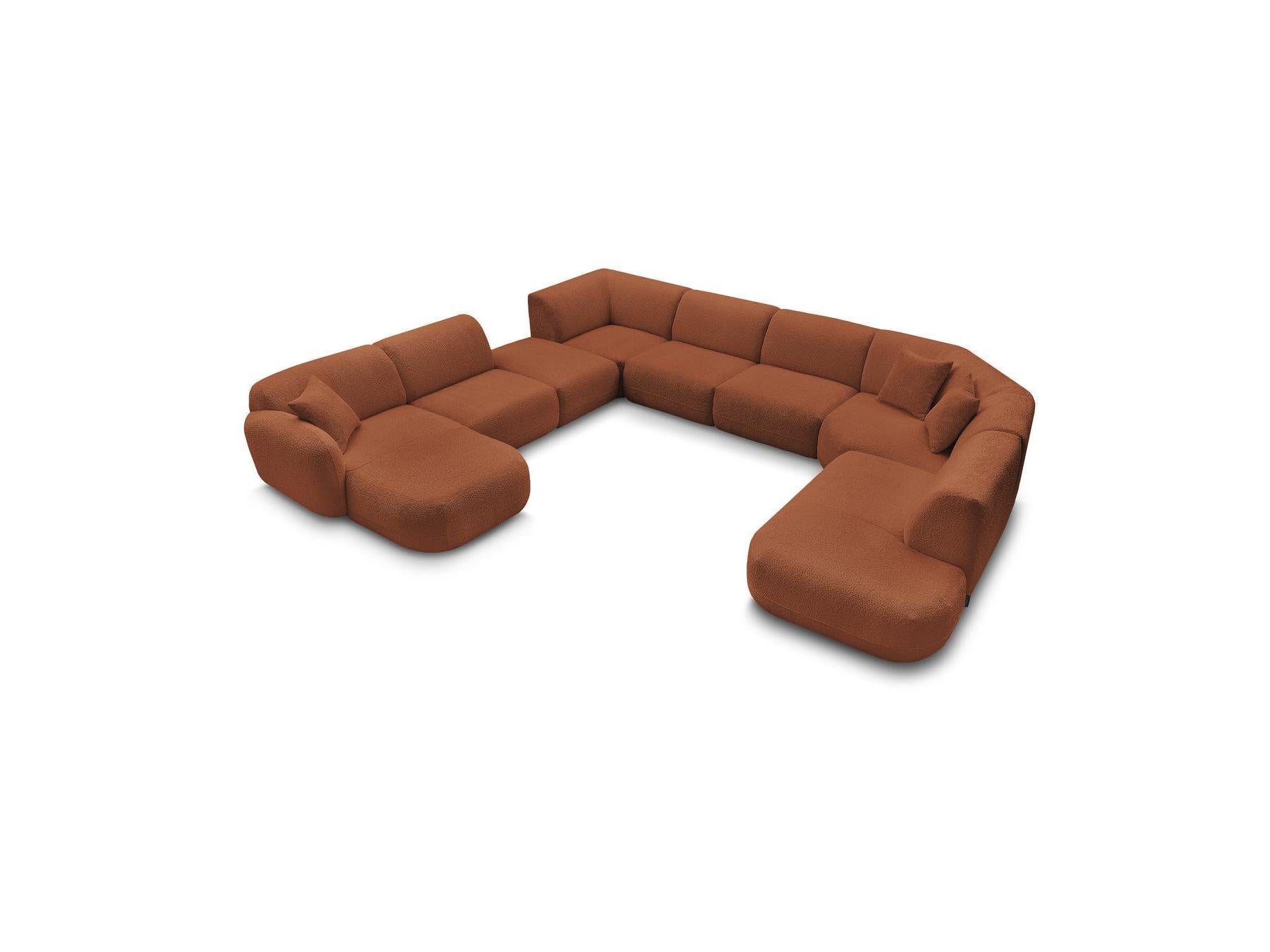 Anda - Canapé Panoramique Fixe Modulable - Avec 3 Chauffeuses, 1 Méridienne, 2 Angles Et 1 Pouf - Angle Gauche