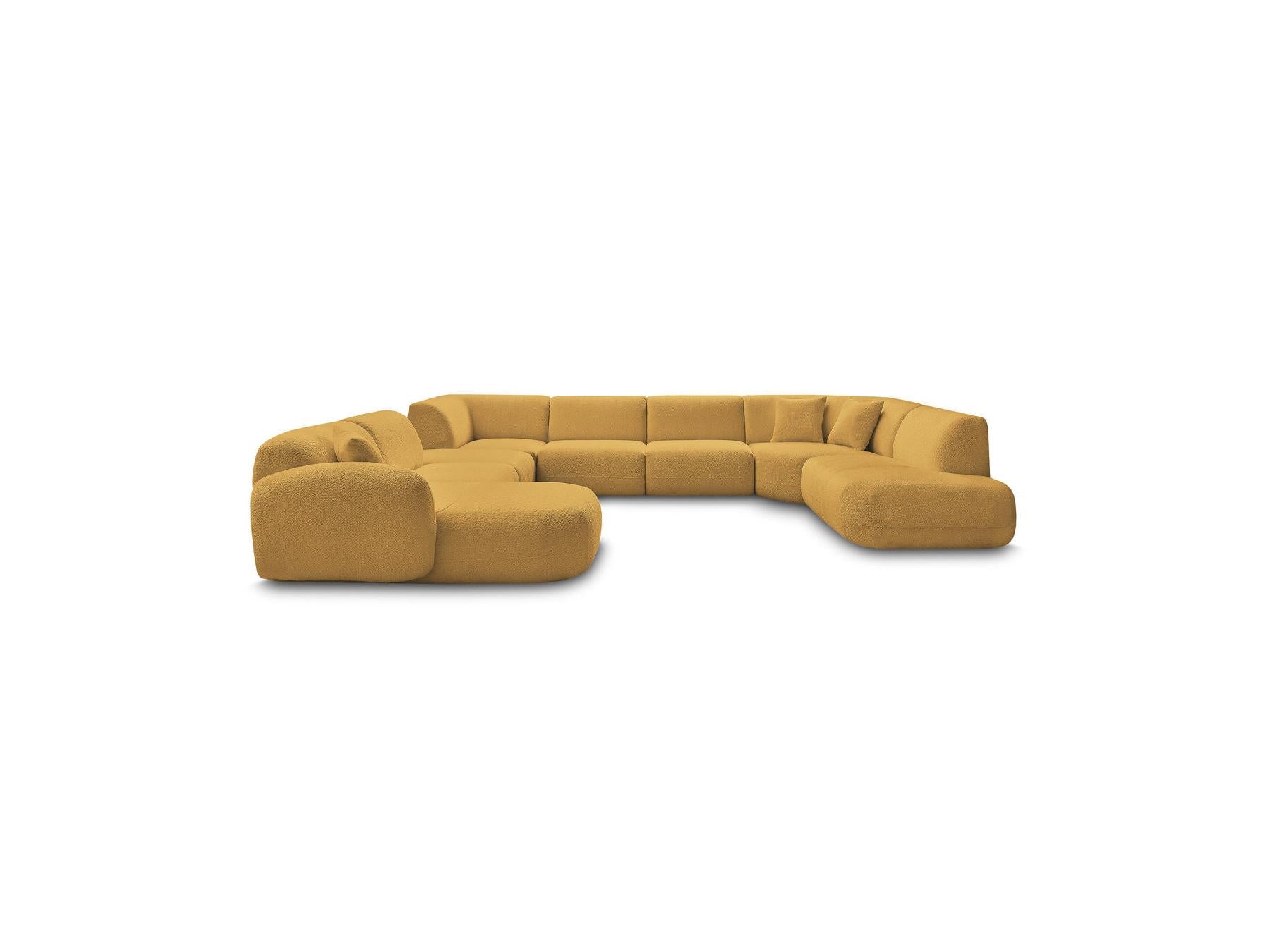 Anda - Canapé Panoramique Fixe Modulable - Avec 3 Chauffeuses, 1 Méridienne, 2 Angles Et 1 Pouf - Angle Gauche