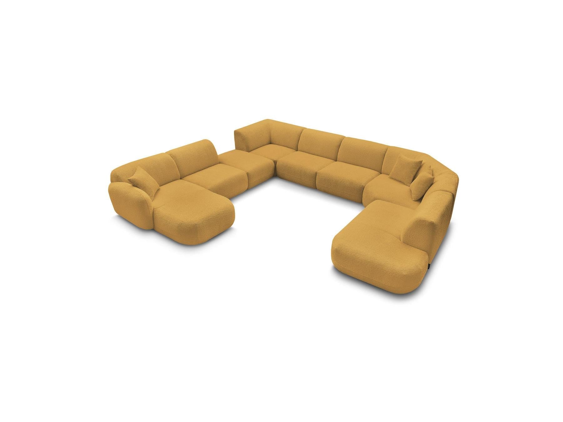 Anda - Canapé Panoramique Fixe Modulable - Avec 3 Chauffeuses, 1 Méridienne, 2 Angles Et 1 Pouf - Angle Gauche