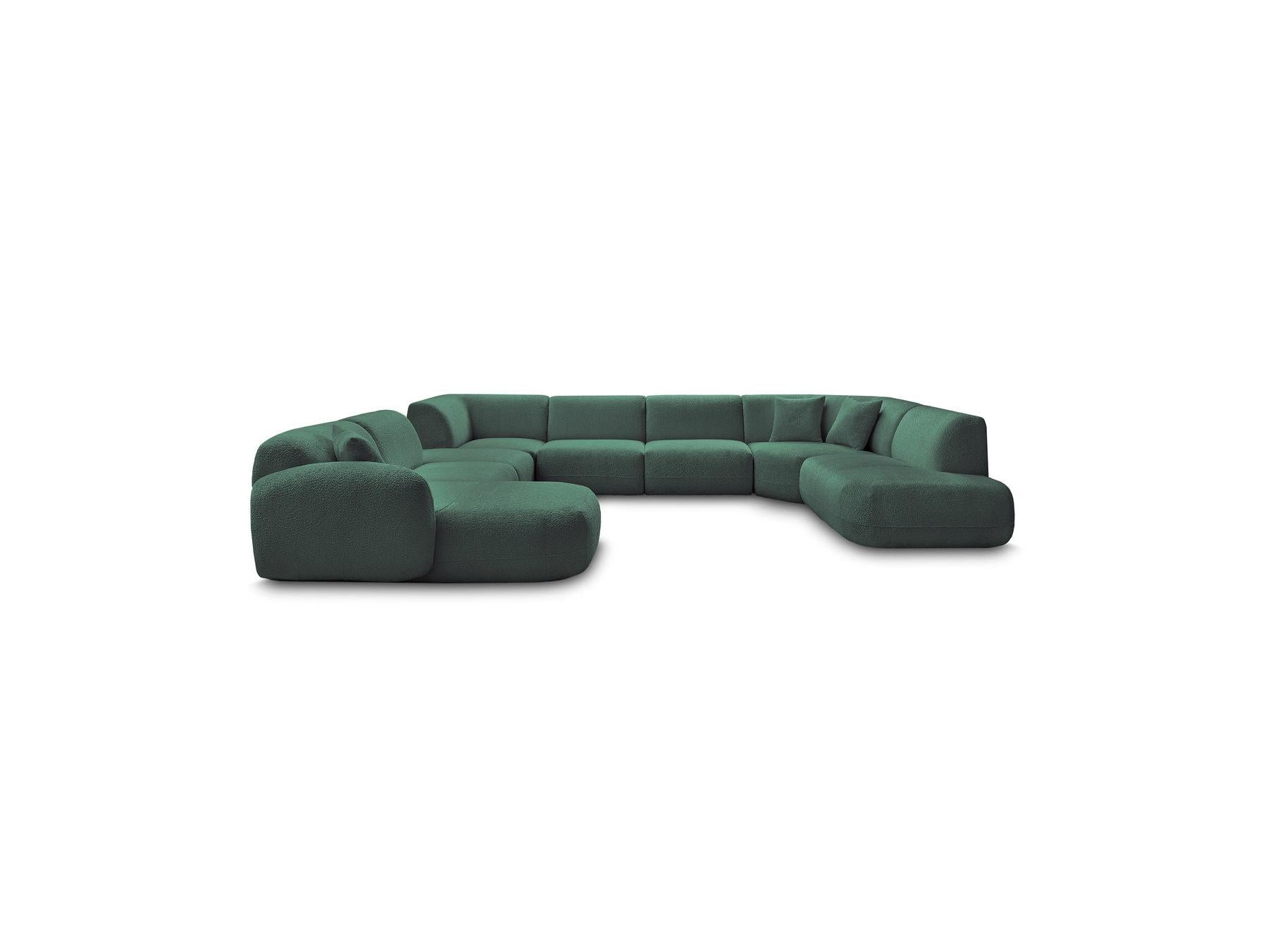 Anda - Canapé Panoramique Fixe Modulable - Avec 3 Chauffeuses, 1 Méridienne, 2 Angles Et 1 Pouf - Angle Gauche