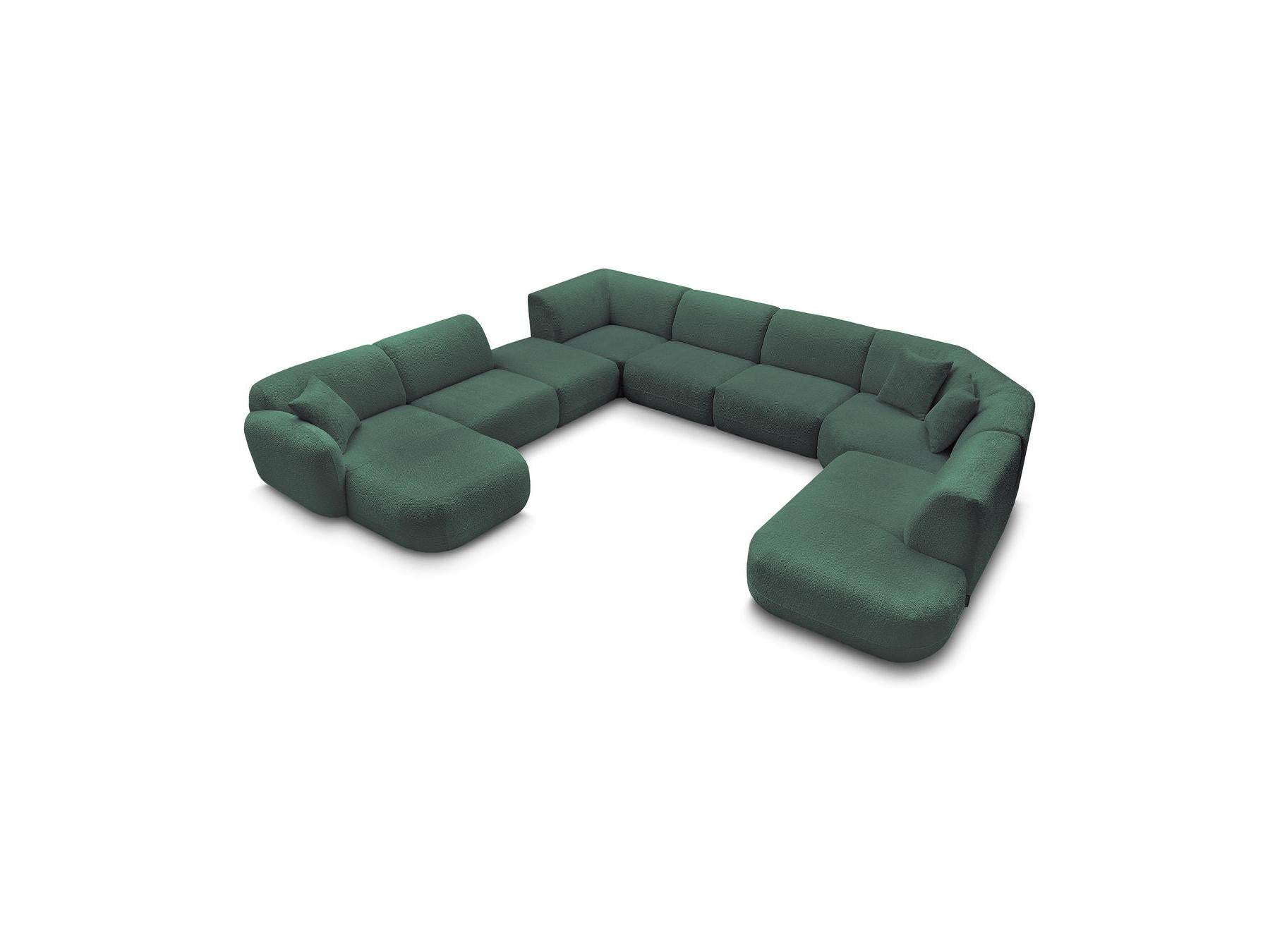 Anda - Canapé Panoramique Fixe Modulable - Avec 3 Chauffeuses, 1 Méridienne, 2 Angles Et 1 Pouf - Angle Gauche