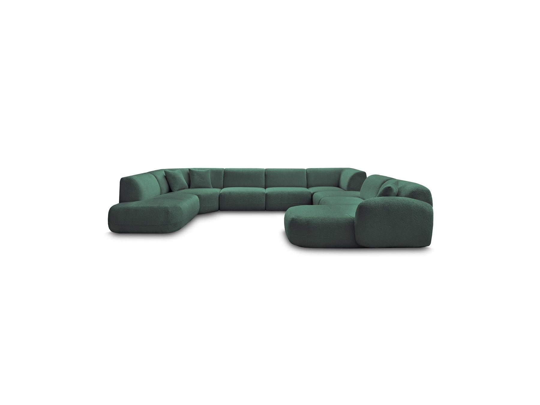 Anda - Canapé Panoramique Fixe Modulable - Avec 3 Chauffeuses, 1 Méridienne, 2 Angles Et 1 Pouf - Angle Droit