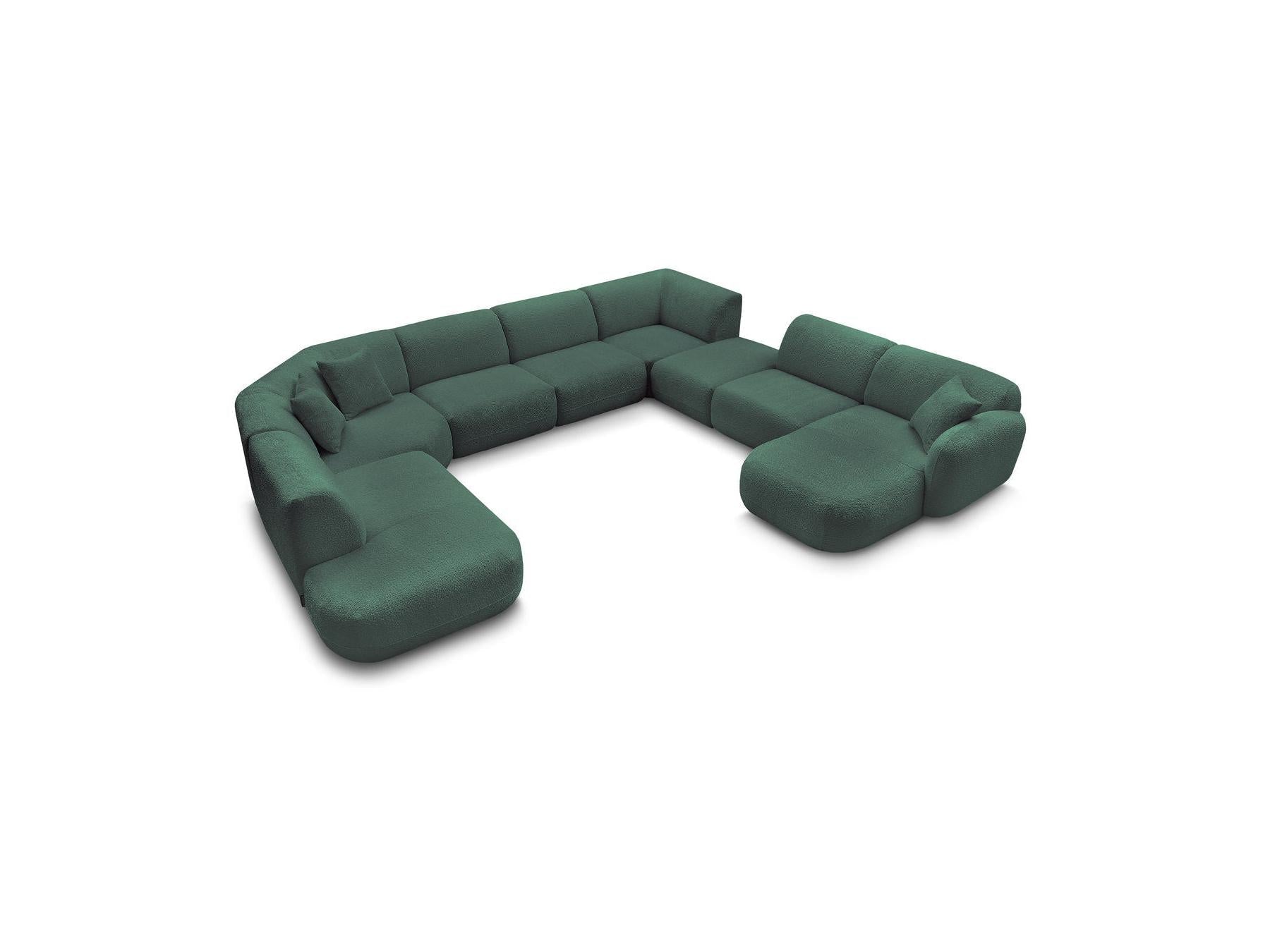 Anda - Canapé Panoramique Fixe Modulable - Avec 3 Chauffeuses, 1 Méridienne, 2 Angles Et 1 Pouf - Angle Droit