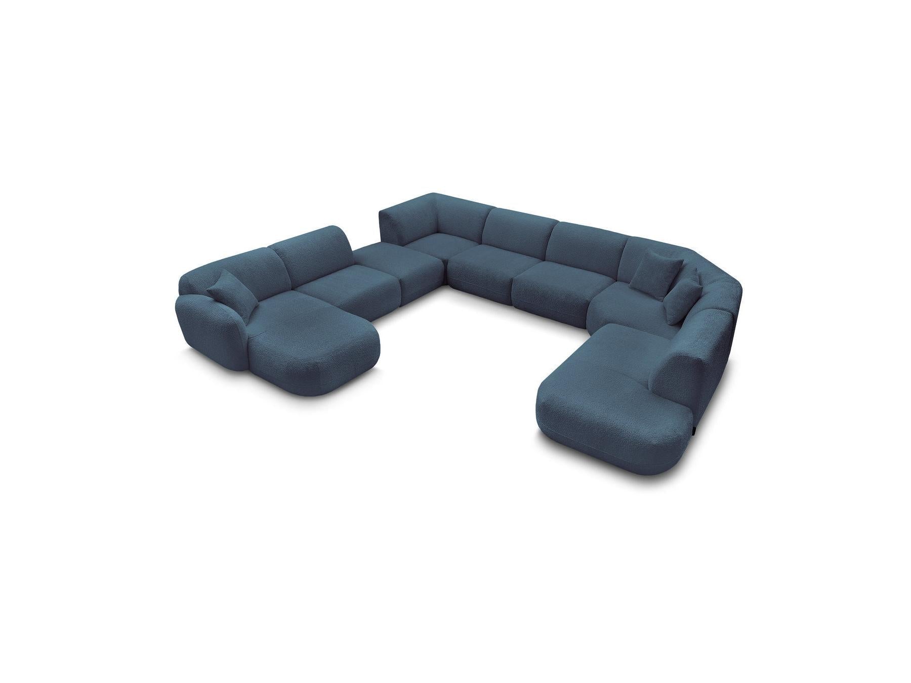 Anda - Canapé Panoramique Fixe Modulable - Avec 3 Chauffeuses, 1 Méridienne, 2 Angles Et 1 Pouf - Angle Gauche